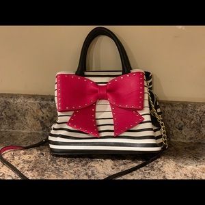 Betsey Johnson striped bow purse